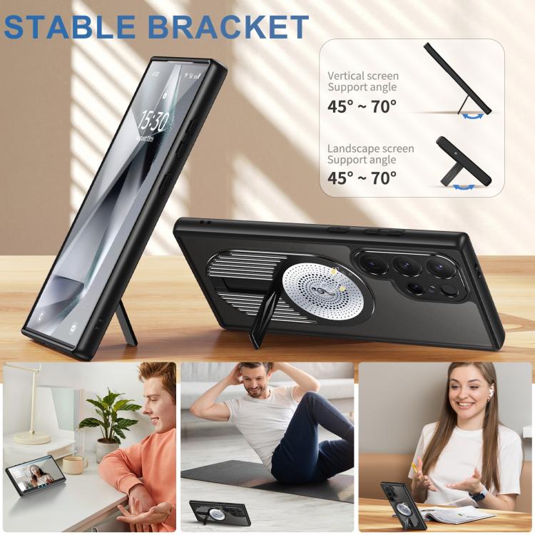 For Samsung Galaxy S25 Ultra 5G Heat Dissipation Aromatherapy MagSafe Holder Phone Case(Black) For Samsung Galaxy S25 Ultra 5G Heat Dissipation Aromatherapy MagSafe Holder Phone Case(Black)