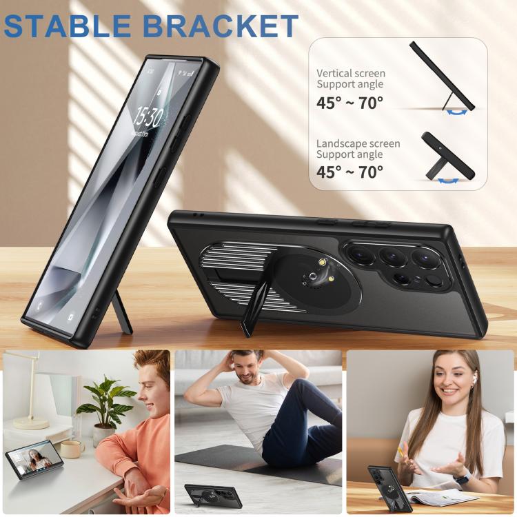 For Samsung Galaxy S25 Ultra 5G Heat Dissipation Aromatherapy MagSafe Holder Phone Case(Black) For Samsung Galaxy S25 Ultra 5G Heat Dissipation Aromatherapy MagSafe Holder Phone Case(Black)