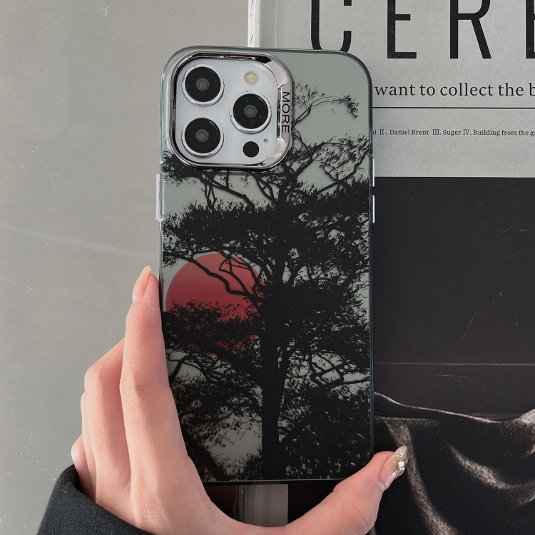 For iPhone 15 Pro Colored Silver Plating Sunset Phone Case(Left) For iPhone 15 Pro Colored Silver Plating Sunset Phone Case(Left)