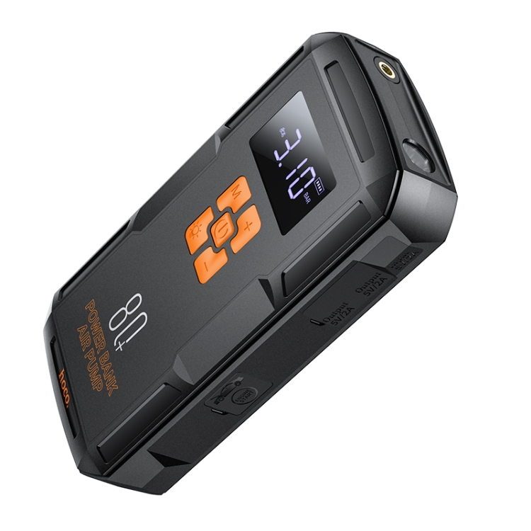 Hoco QS2 Land Pompe à air intelligente portable Démarrage d'urgence Banque d'alimentation 8000 mAh (Noir) - 1