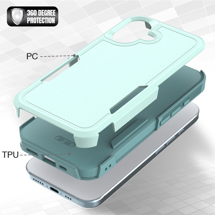 For iPhone 16 2 in 1 PC + TPU Phone Case(Light Green) For iPhone 16 2 in 1 PC + TPU Phone Case(Light Green)