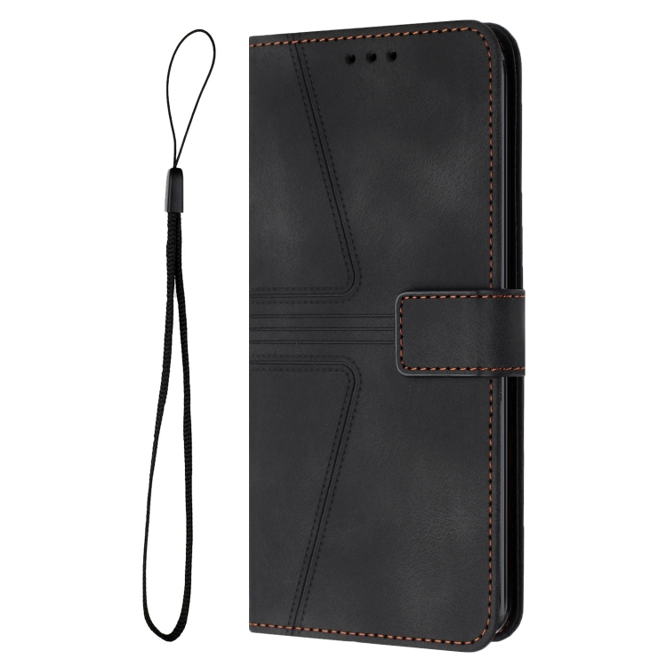 For iPhone 16 Triangle Solid Color Leather Phone Case(Black) For iPhone 16 Triangle Solid Color Leather Phone Case(Black)