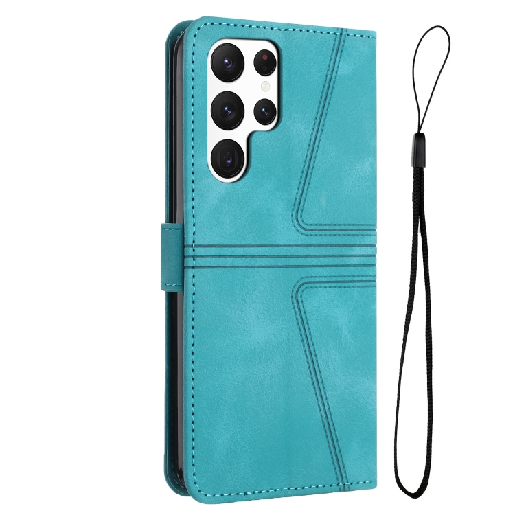 For Samsung Galaxy S24 Ultra 5G Triangle Solid Color Leather Phone Case(Green) For Samsung Galaxy S24 Ultra 5G Triangle Solid Color Leather Phone Case(Green)