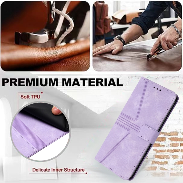 For Samsung Galaxy S23 Ultra 5G Triangle Solid Color Leather Phone Case(Purple) For Samsung Galaxy S23 Ultra 5G Triangle Solid Color Leather Phone Case(Purple)