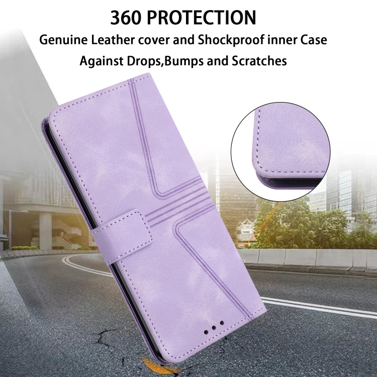 For Samsung Galaxy S23 Ultra 5G Triangle Solid Color Leather Phone Case(Purple) For Samsung Galaxy S23 Ultra 5G Triangle Solid Color Leather Phone Case(Purple)