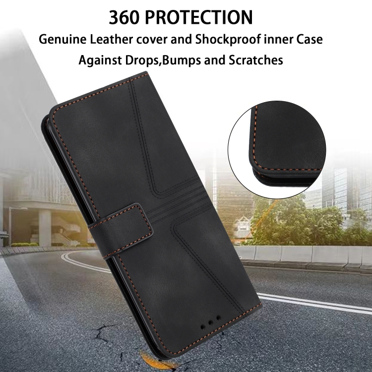For Samsung Galaxy S23+ 5G Triangle Solid Color Leather Phone Case(Black) For Samsung Galaxy S23+ 5G Triangle Solid Color Leather Phone Case(Black)