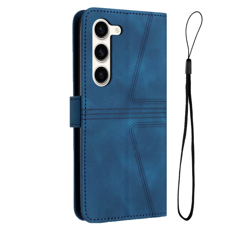 For Samsung Galaxy S23 5G Triangle Solid Color Leather Phone Case(Blue) For Samsung Galaxy S23 5G Triangle Solid Color Leather Phone Case(Blue)