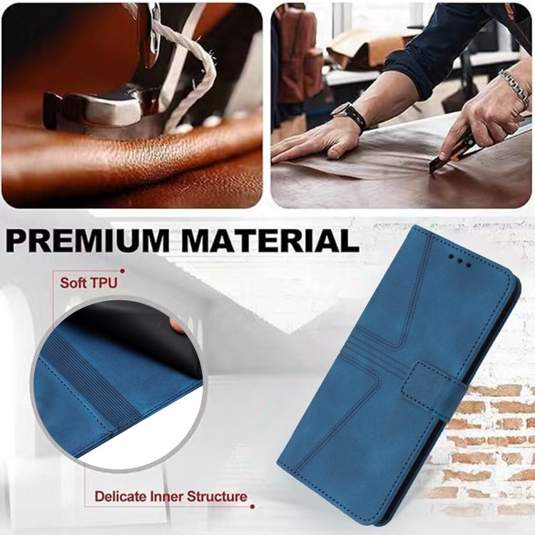 For Samsung Galaxy S23 5G Triangle Solid Color Leather Phone Case(Blue) For Samsung Galaxy S23 5G Triangle Solid Color Leather Phone Case(Blue)
