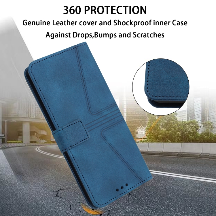 For Samsung Galaxy S23 5G Triangle Solid Color Leather Phone Case(Blue) For Samsung Galaxy S23 5G Triangle Solid Color Leather Phone Case(Blue)