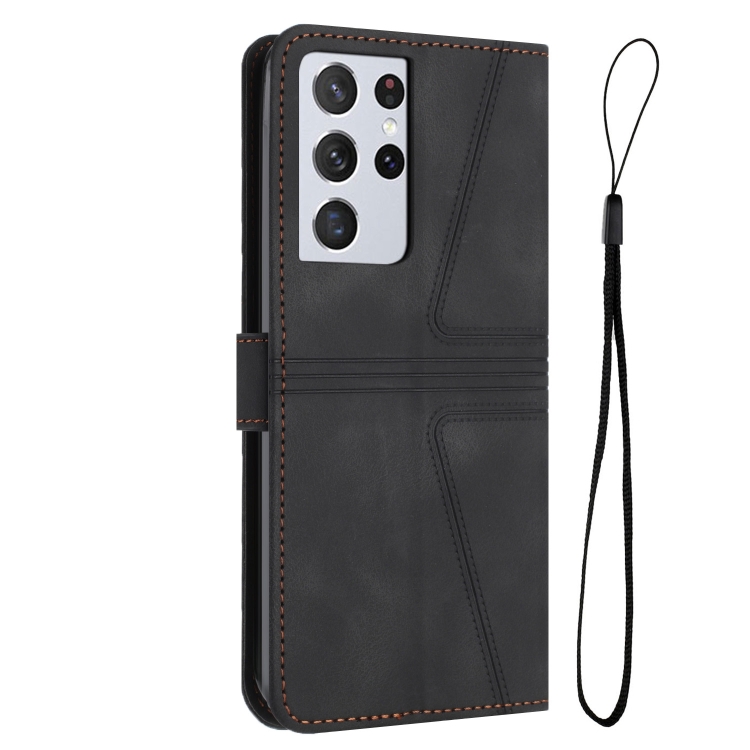 For Samsung Galaxy S21 Ultra 5G Triangle Solid Color Leather Phone Case(Black) For Samsung Galaxy S21 Ultra 5G Triangle Solid Color Leather Phone Case(Black)