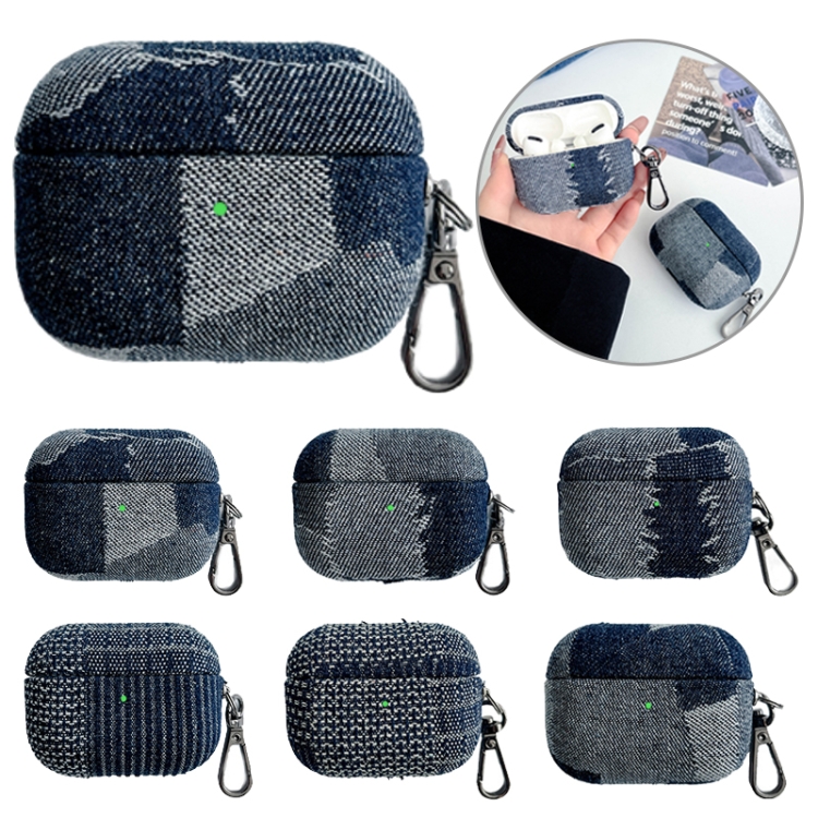 Para AirPods Pro 2 Funda protectora para auriculares Bluetooth de tela vaquera con costuras (color claro irregular) - B1
