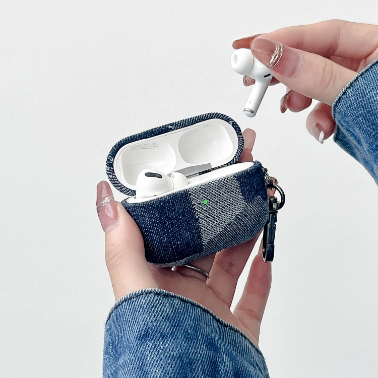 Para AirPods Pro 2 Funda protectora para auriculares Bluetooth de tela vaquera con costuras (color claro irregular) - B5