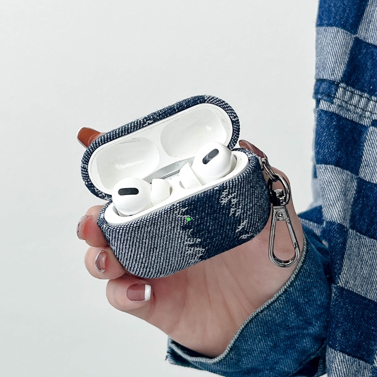 Para AirPods Pro 2 Funda protectora para auriculares Bluetooth de tela vaquera con costuras (color claro irregular) - B6