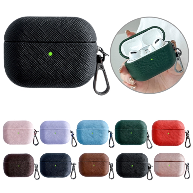For AirPods Pro Cross Texture PU Leather Bluetooth Earphone Protective Case(Dark Green) For AirPods Pro Cross Texture PU Leather Bluetooth Earphone Protective Case(Dark Green)