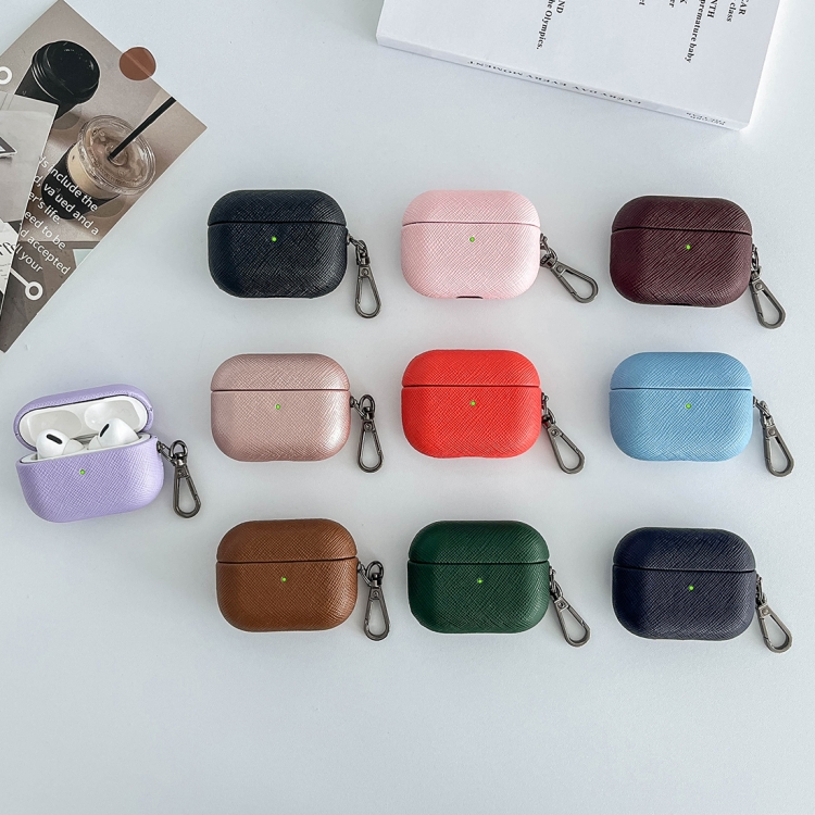 For AirPods Pro Cross Texture PU Leather Bluetooth Earphone Protective Case(Dark Green) For AirPods Pro Cross Texture PU Leather Bluetooth Earphone Protective Case(Dark Green)