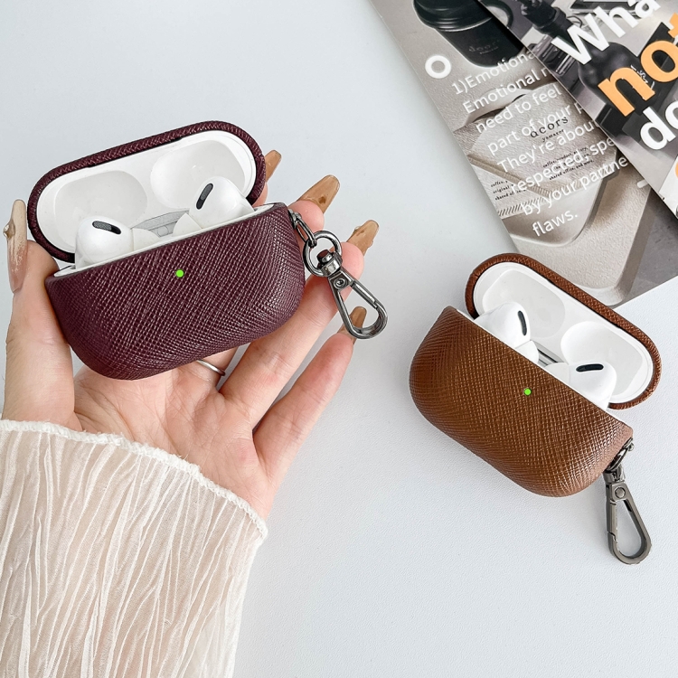 For AirPods Pro Cross Texture PU Leather Bluetooth Earphone Protective Case(Dark Green) For AirPods Pro Cross Texture PU Leather Bluetooth Earphone Protective Case(Dark Green)