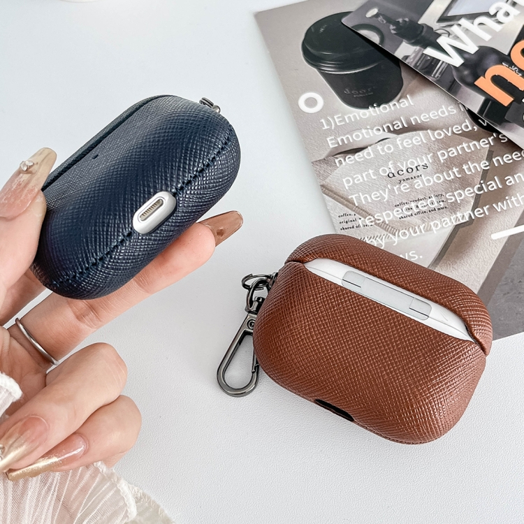 For AirPods Pro Cross Texture PU Leather Bluetooth Earphone Protective Case(Dark Green) For AirPods Pro Cross Texture PU Leather Bluetooth Earphone Protective Case(Dark Green)