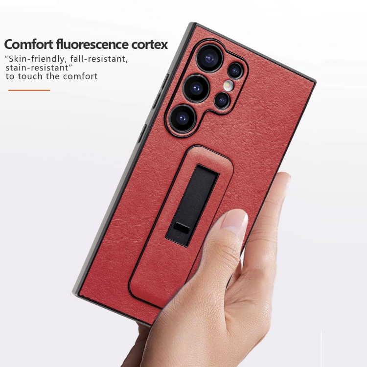 For Samsung Galaxy S21 Ultra 5G PU Leather Push-pull Bracket Shockproof Phone Case(Wine Red) For Samsung Galaxy S21 Ultra 5G PU Leather Push-pull Bracket Shockproof Phone Case(Wine Red)