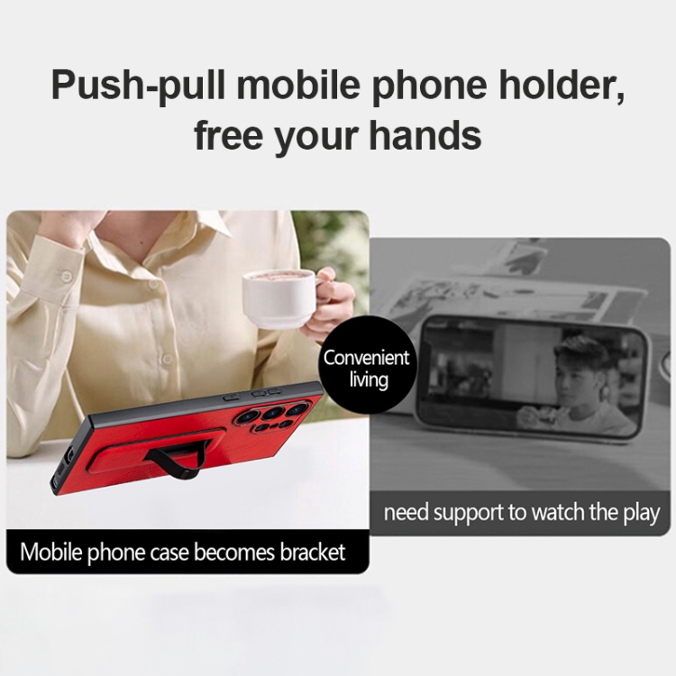 For Samsung Galaxy S21 Ultra 5G PU Leather Push-pull Bracket Shockproof Phone Case(Wine Red) For Samsung Galaxy S21 Ultra 5G PU Leather Push-pull Bracket Shockproof Phone Case(Wine Red)