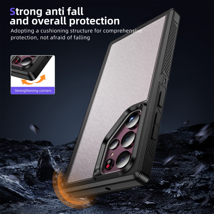 For Samsung Galaxy S22 Ultra 5G Guard Frosted Double Layer Phone Case(Black+Transparent) For Samsung Galaxy S22 Ultra 5G Guard Frosted Double Layer Phone Case(Black+Transparent)