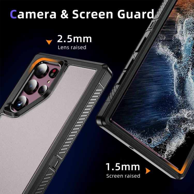 For Samsung Galaxy S22 Ultra 5G Guard Frosted Double Layer Phone Case(Black+Transparent) For Samsung Galaxy S22 Ultra 5G Guard Frosted Double Layer Phone Case(Black+Transparent)