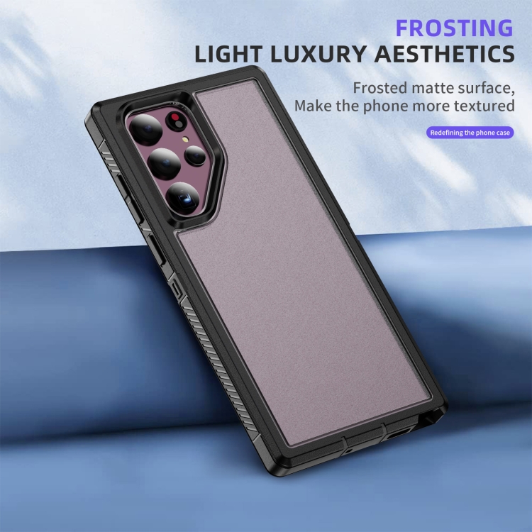 For Samsung Galaxy S22 Ultra 5G Guard Frosted Double Layer Phone Case(Black+Transparent) For Samsung Galaxy S22 Ultra 5G Guard Frosted Double Layer Phone Case(Black+Transparent)