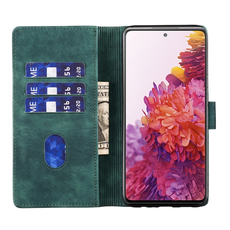 For Samsung Galaxy S20 FE 5G Pen Heart Cat Embossed Leather Phone Case(Green) For Samsung Galaxy S20 FE 5G Pen Heart Cat Embossed Leather Phone Case(Green)