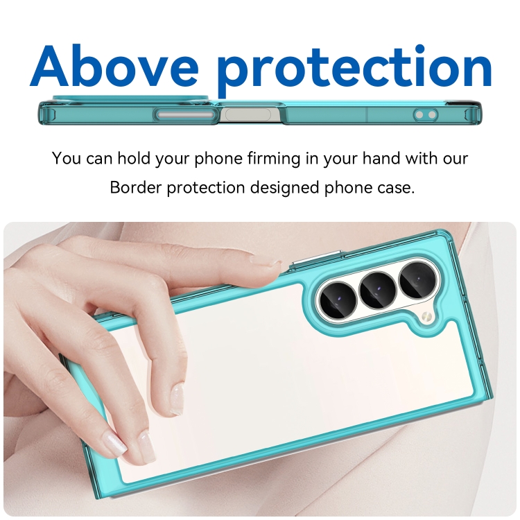 For Samsung Galaxy Z Fold6 5G Colorful Series Acrylic Hybrid TPU Phone Case(Transparent Blue) For Samsung Galaxy Z Fold6 5G Colorful Series Acrylic Hybrid TPU Phone Case(Transparent Blue)