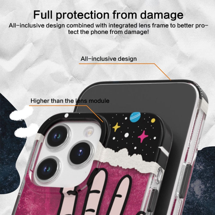 For iPhone 15 Pro Max TGVIS Stylish Series Graffiti Pattern Phone Case(Blue) For iPhone 15 Pro Max TGVIS Stylish Series Graffiti Pattern Phone Case(Blue)