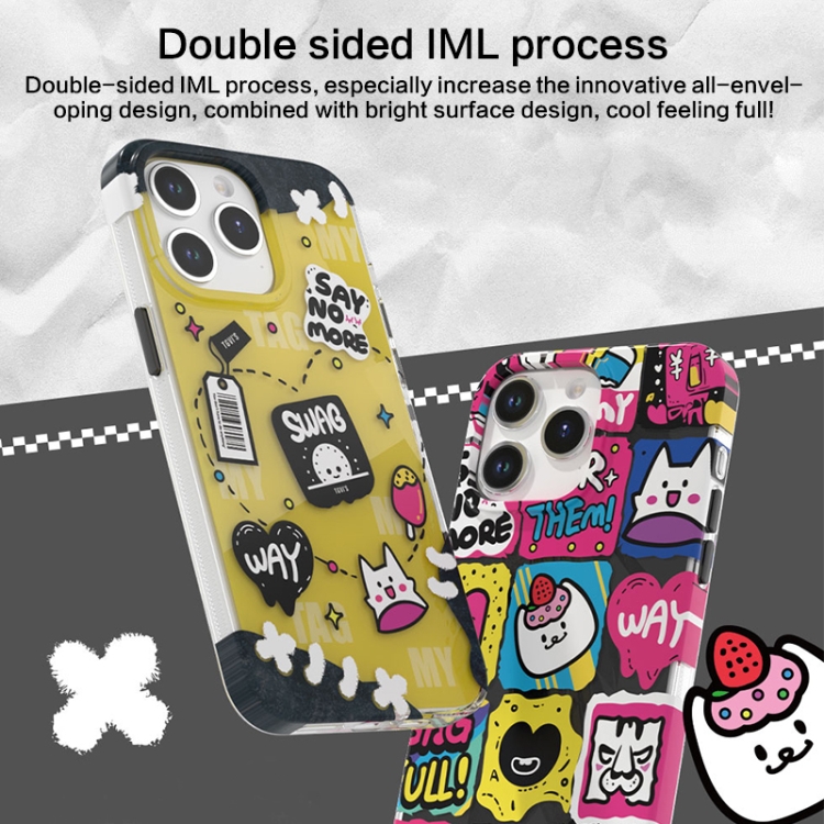 For iPhone 15 Pro Max TGVIS Stylish Series Graffiti Pattern Phone Case(Blue) For iPhone 15 Pro Max TGVIS Stylish Series Graffiti Pattern Phone Case(Blue)