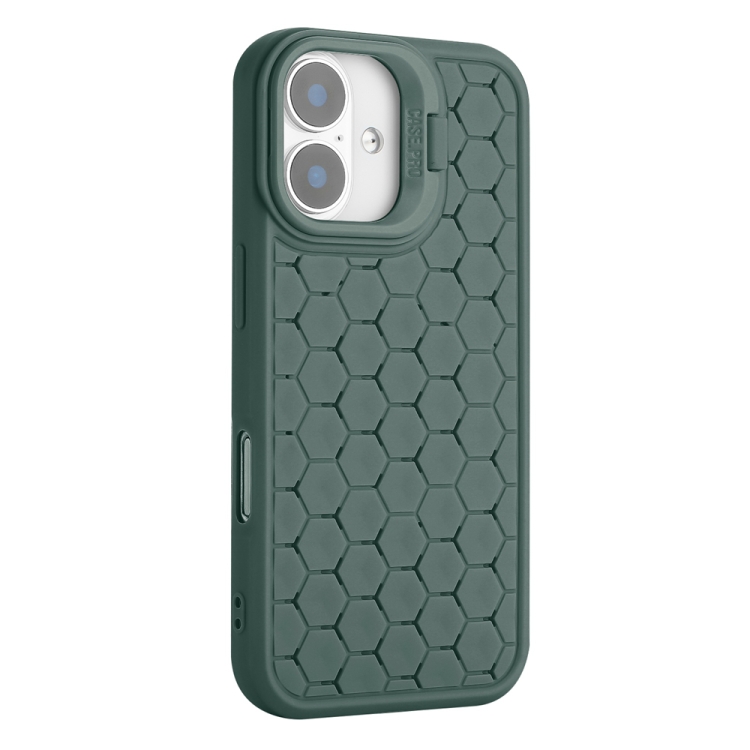 For iPhone 16 Honeycomb Radiating Lens Holder TPU Phone Case(Green) For iPhone 16 Honeycomb Radiating Lens Holder TPU Phone Case(Green)