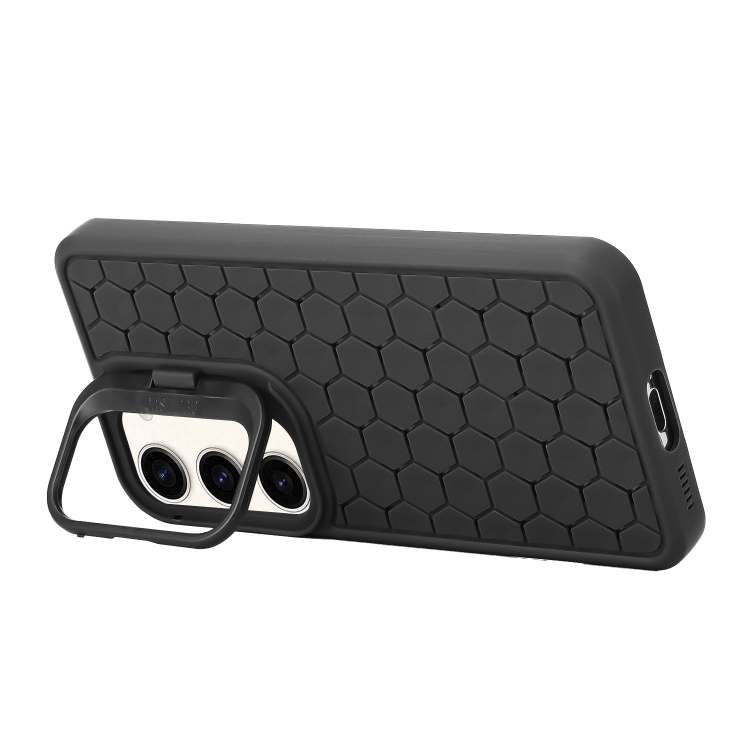 For Samsung Galaxy S23+ 5G Honeycomb Radiating Lens Holder TPU Phone Case(Black) For Samsung Galaxy S23+ 5G Honeycomb Radiating Lens Holder TPU Phone Case(Black)