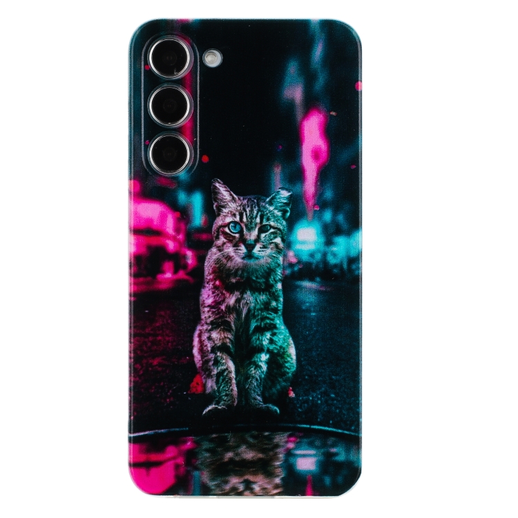 For Samsung Galaxy S23 5G Colorful Painting Pattern TPU Phone Case(Traffic Light Cat) For Samsung Galaxy S23 5G Colorful Painting Pattern TPU Phone Case(Traffic Light Cat)