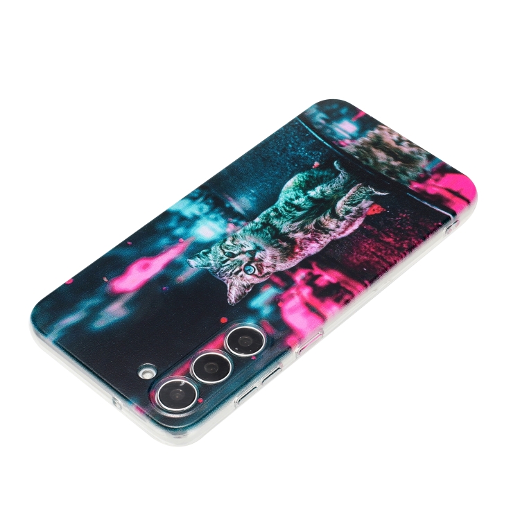 For Samsung Galaxy S23 5G Colorful Painting Pattern TPU Phone Case(Traffic Light Cat) For Samsung Galaxy S23 5G Colorful Painting Pattern TPU Phone Case(Traffic Light Cat)