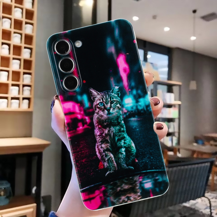For Samsung Galaxy S23 5G Colorful Painting Pattern TPU Phone Case(Traffic Light Cat) For Samsung Galaxy S23 5G Colorful Painting Pattern TPU Phone Case(Traffic Light Cat)