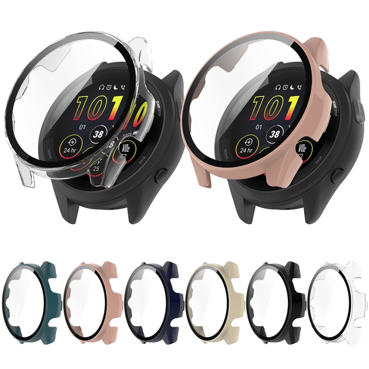 Para Garmin Forerunner 165/165 Music PC + Funda protectora de reloj integrada con película templada (negro) - B1