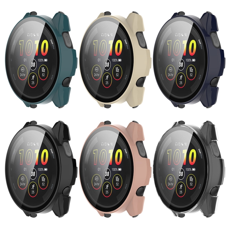 Para Garmin Forerunner 165/165 Music PC + Funda protectora de reloj integrada con película templada (negro) - B3