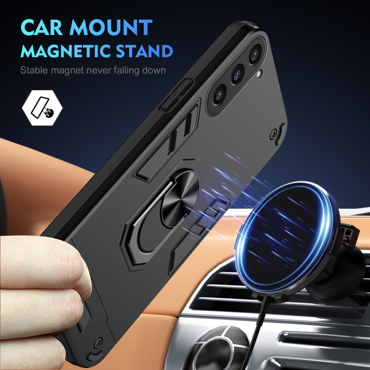 For Samsung Galaxy S23+ 5G Shockproof Metal Ring Holder Phone Case(Black) For Samsung Galaxy S23+ 5G Shockproof Metal Ring Holder Phone Case(Black)