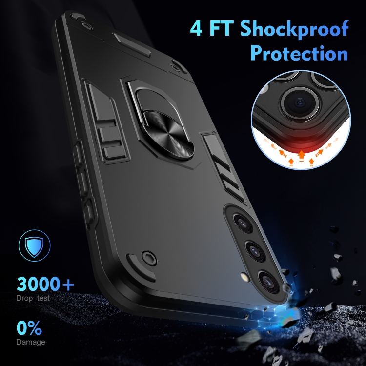 For Samsung Galaxy S23+ 5G Shockproof Metal Ring Holder Phone Case(Black) For Samsung Galaxy S23+ 5G Shockproof Metal Ring Holder Phone Case(Black)