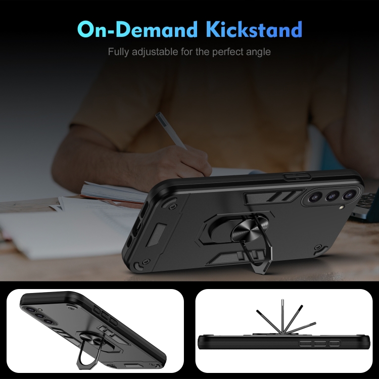 For Samsung Galaxy S23+ 5G Shockproof Metal Ring Holder Phone Case(Black) For Samsung Galaxy S23+ 5G Shockproof Metal Ring Holder Phone Case(Black)