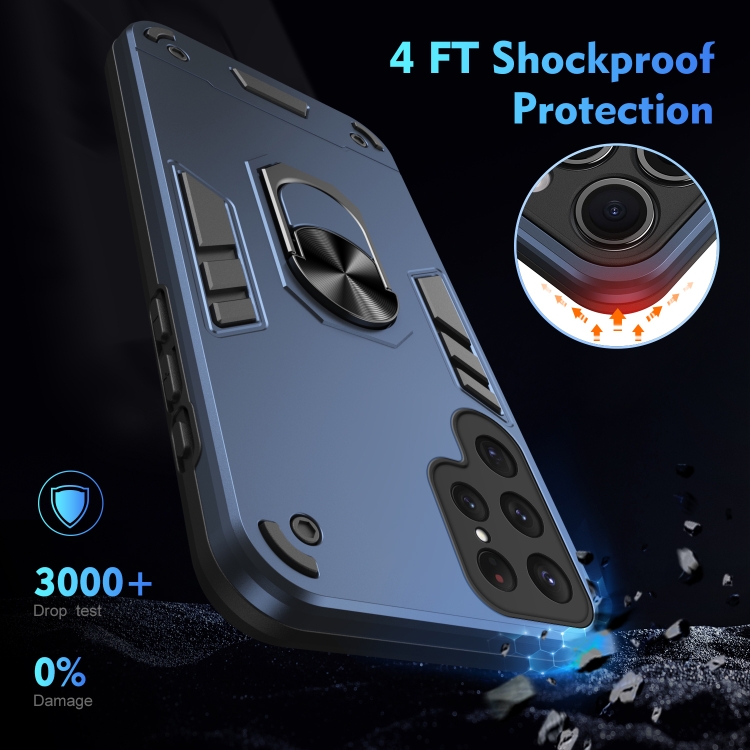 For Samsung Galaxy S24 Ultra 5G Shockproof Metal Ring Holder Phone Case(Blue) For Samsung Galaxy S24 Ultra 5G Shockproof Metal Ring Holder Phone Case(Blue)