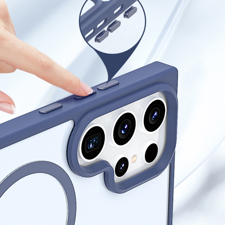 For Samsung Galaxy S21 Ultra 5G Metal Button Skin Feel Matte MagSafe Shockproof Phone Case(Dark Blue) For Samsung Galaxy S21 Ultra 5G Metal Button Skin Feel Matte MagSafe Shockproof Phone Case(Dark Blue)
