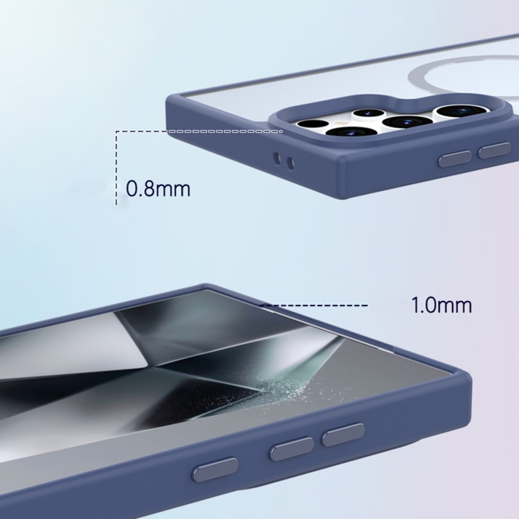 For Samsung Galaxy S21 Ultra 5G Metal Button Skin Feel Matte MagSafe Shockproof Phone Case(Dark Blue) For Samsung Galaxy S21 Ultra 5G Metal Button Skin Feel Matte MagSafe Shockproof Phone Case(Dark Blue)