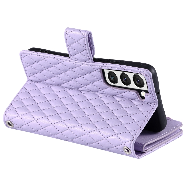 For Samsung Galaxy S22+ 5G Glitter Lattice Zipper Wallet Leather Phone Case(Purple) For Samsung Galaxy S22+ 5G Glitter Lattice Zipper Wallet Leather Phone Case(Purple)