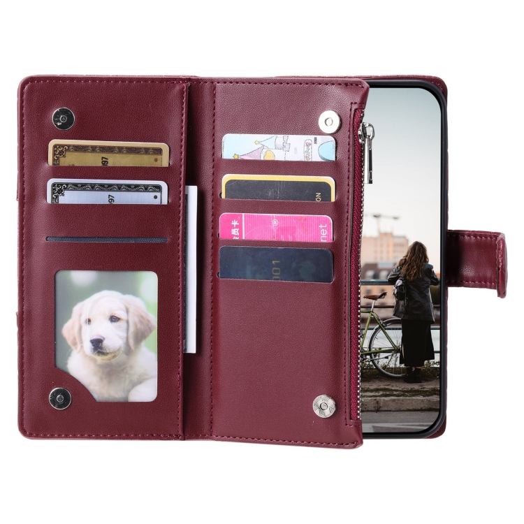 For Samsung Galaxy S23 FE 5G Glitter Lattice Zipper Wallet Leather Phone Case(Wine Red)