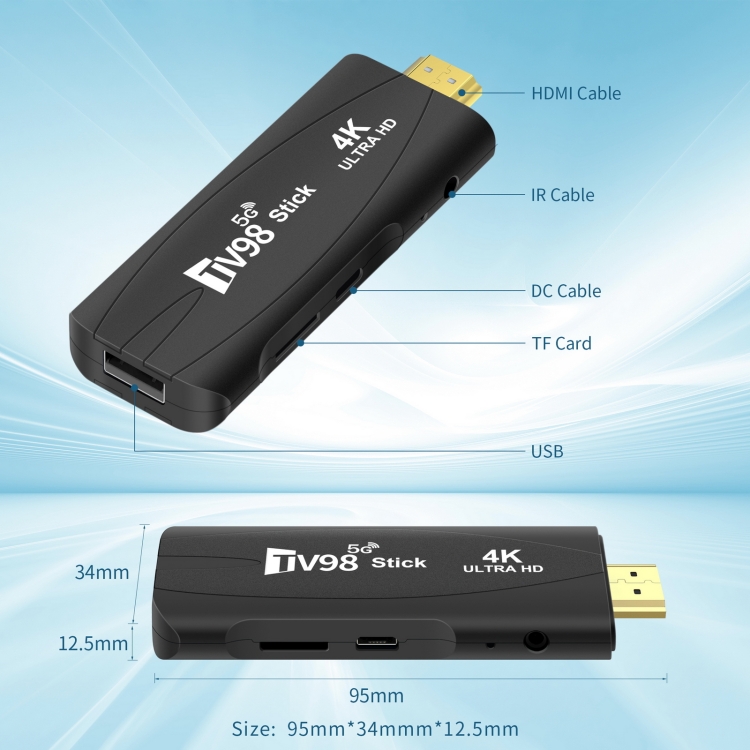 TV98 Rockchip 3228A Quad Core 4K HD Bluetooth Android TV Stick, RAM:4GB+32GB(AU Plug) - 2