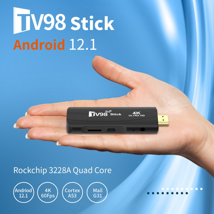 TV98 Rockchip 3228A Quad Core 4K HD Bluetooth Android TV Stick, RAM:4GB+32GB(AU Plug) - 3