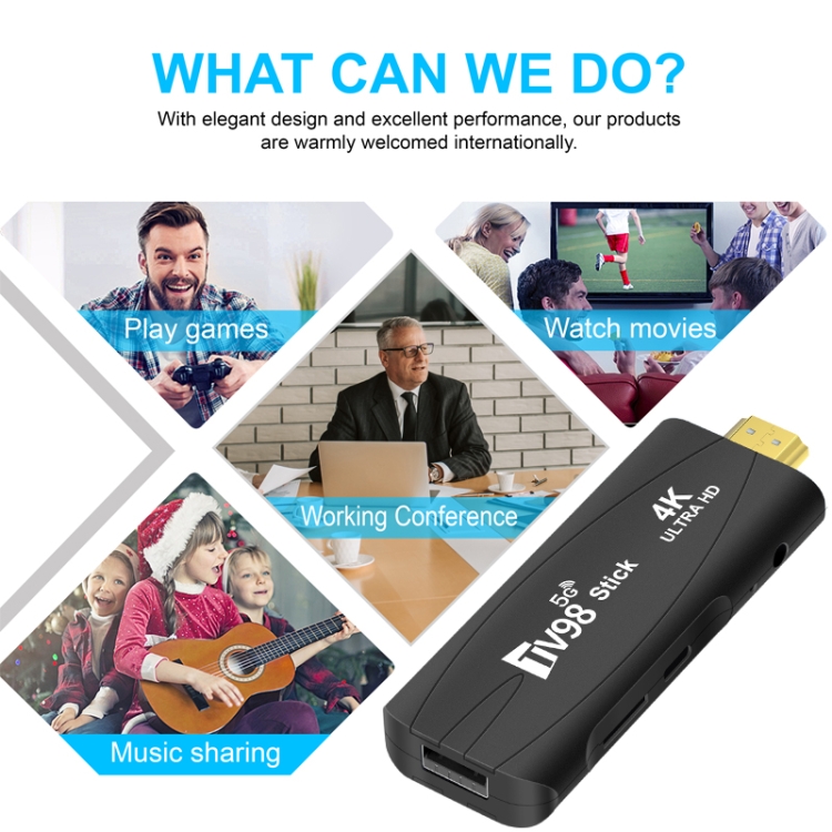 TV98 Rockchip 3228A Quad Core 4K HD Bluetooth Android TV Stick, RAM:4GB+32GB(AU Plug) - 6