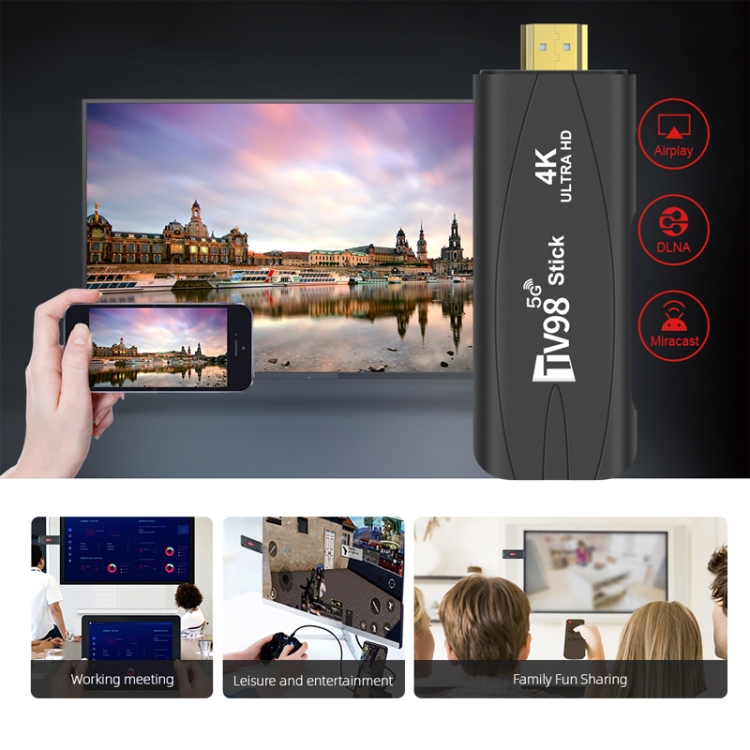 TV98 Rockchip 3228A Quad Core 4K HD Bluetooth Android TV Stick, RAM:4GB+32GB(AU Plug) - 7