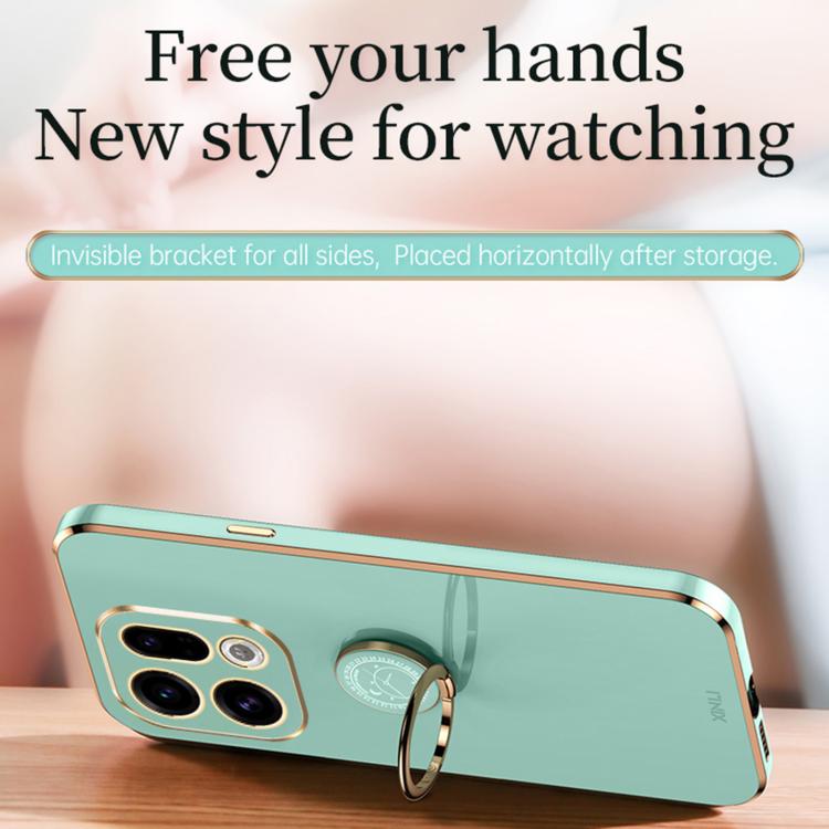 For OPPO Find X9 5G XINLI Straight Edge 6D Electroplate TPU Phone Case with Ring Holder(Cherry Purple)